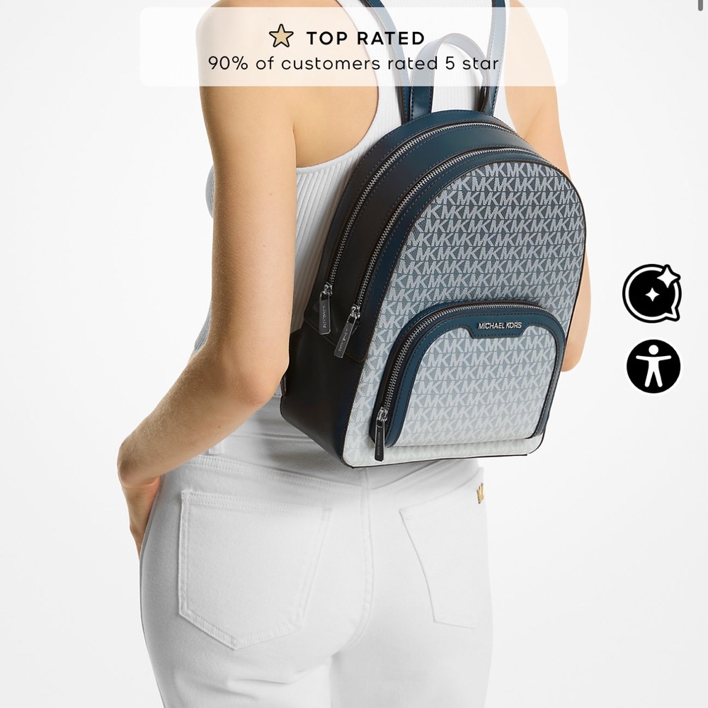 Set of Michael Kors Monogram Backpack and Wallet Set in Navy white ombre - Picture 11 of 11